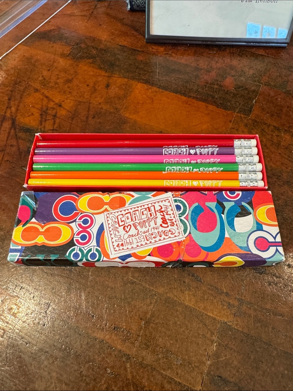 Coach Poppy Multicolor Pencil Set with Red, Pink, Green, Orange, Yellow